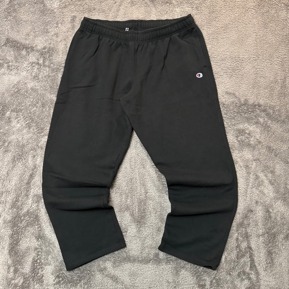 Champion Mens 2XL Black Authentic Athleticwear Open Bottom Sweatpants Pockets